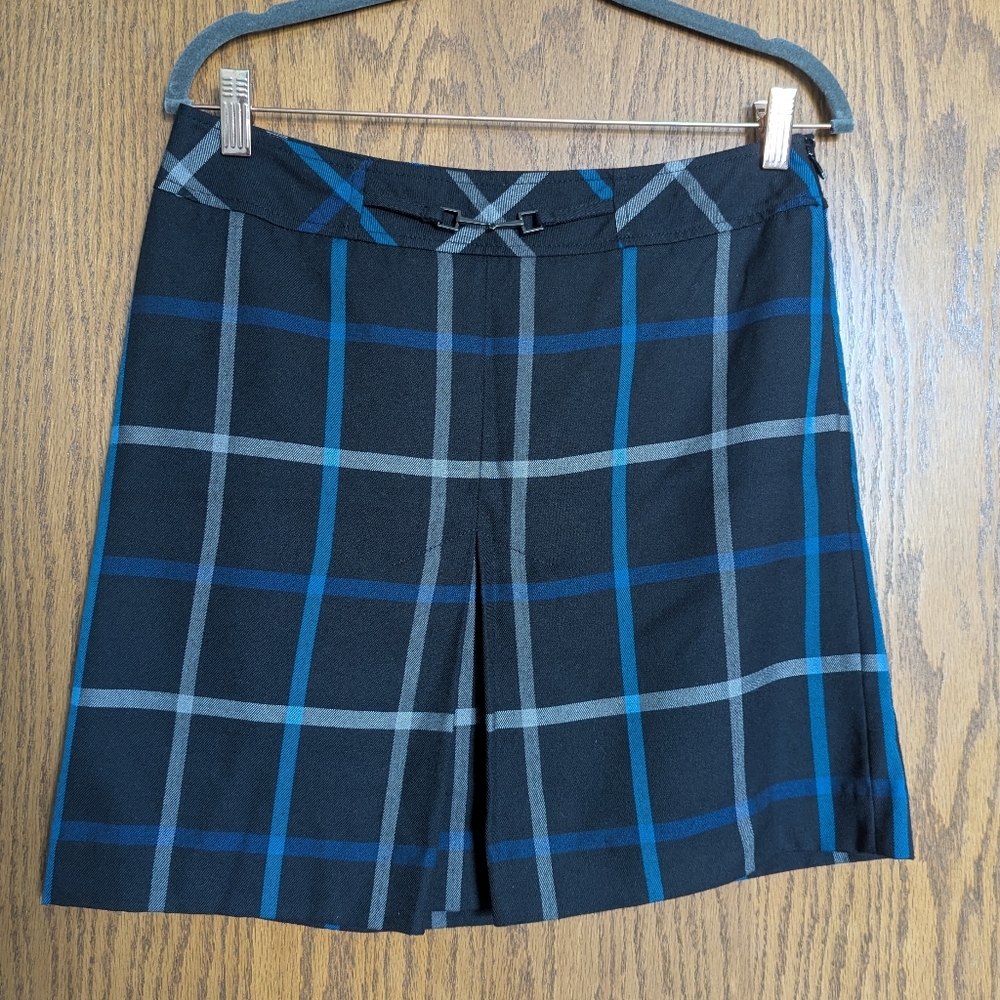 Ann Taylor Loft Black and Blue Plaid Mini Skirt